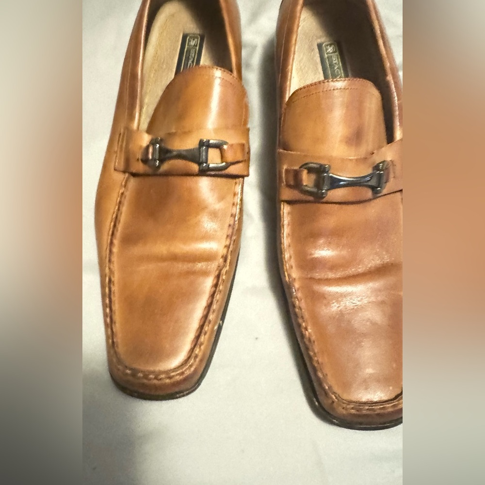 Stacy Adams Tan Leather Loafers with Horsebit Detail